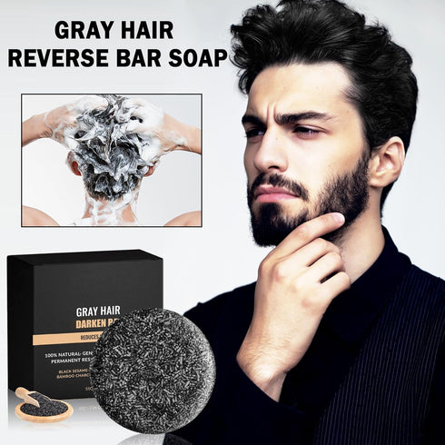 2PCS Gray Hair Reverse Bar Black Soap Bar Shampoo Bars for Gray Hair Coverage Reverse Bar Soap Darkening Shampoo Soap for Women Men...