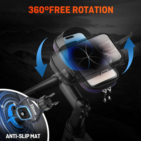 HENMI Bike Bag, Waterproof Bike Rack Bag with Sun and Rain Cover, 360° Rotating Bicycle Cell Phone Holder, Sensitive TPU Touch Screen, Bicycle Acc...