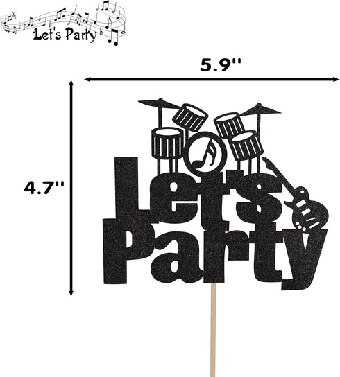 Let's Party Drums Cake Topper for Music Birthday Rock and Roll 80's Themed Party Decorations...