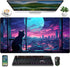Cool Purple Kawaii Anime Moom Cat Desk Mat XXL Large Gaming Mouse Pad, Cute City Cats Desk Pad for Gamer Girl Women Office Desk Decor Mousepad, Co...