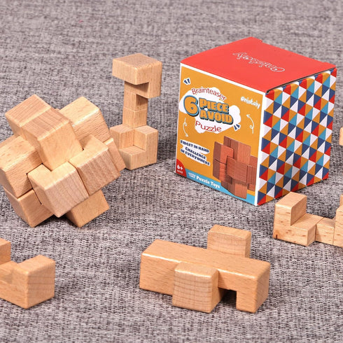 12 Steps 3D Beech Wood Challenge Wooden Brain Teaser Puzzles Toys Love's Dozen Puzzle Unique Fidget Games Mini Size IQ Educational Assembly and Di...