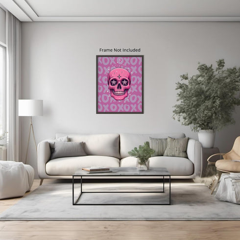 Posterizer 1 pcs-Skull Art Print-Cute Pink Girly Aesthetic Poster-Abstract & Modern Art-Girls room art-Gifts for Women-decor for Girls, Teens Bedr...