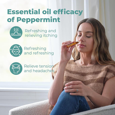 French Peppermint Essential Oil Roll On - Relieves Head Tension, Soothes Aches, Reduces Stress - Therapeutic Grade Aromatherapy Oil for Pregnancy ...