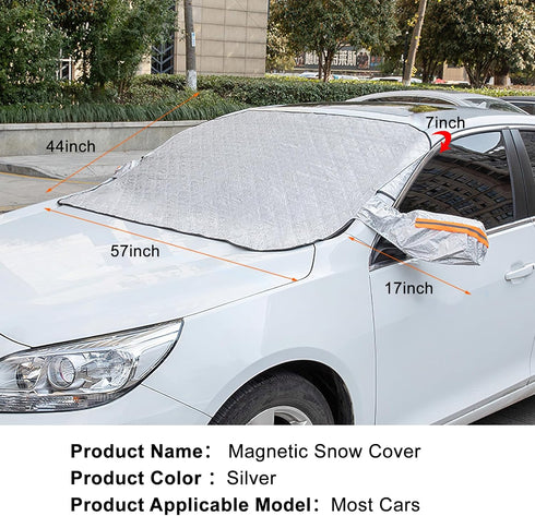 Car Windshield Snow Cover, Magnetic Windshield Snow Cover 4-Layer Protection for Snow, Ice, Frost, Sunlight, Car Windshield Cover with Side Mirror...