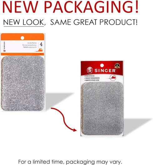 SINGER Iron-On Patches, Gold/Silver Glitter 3.75” x 5” inches...