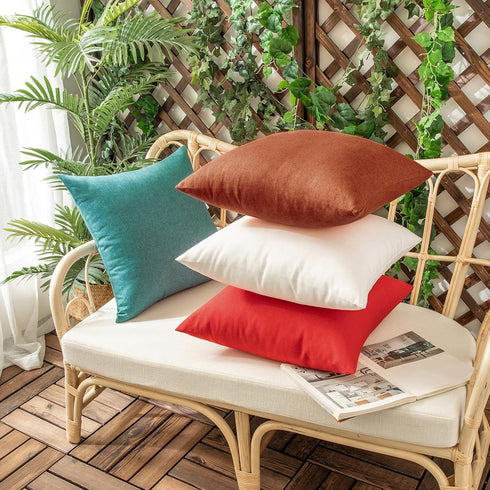 Woaboy Set of 2 Outdoor Waterproof Throw Pillow Covers Rust Decorative Farmhouse Solid Cushion Cases for Bed Sofa Couch Car Living Room 16x16 inch...