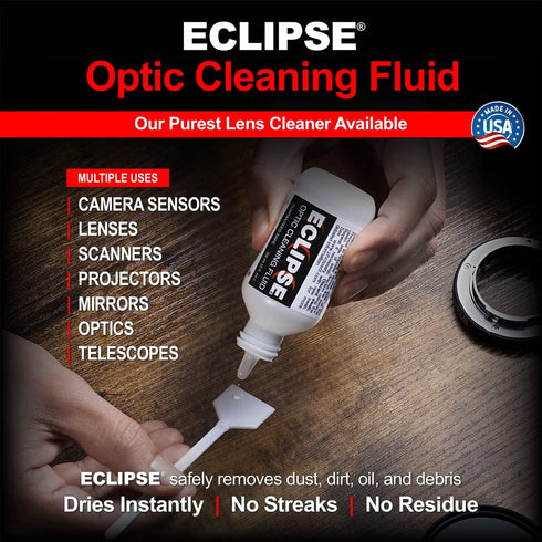 Eclipse Optic Cleaning Solution - Camera Lens and Digital Sensor Cleaner Fluid - Works with All Cameras, Binoculars, and Other Optical Products - ...