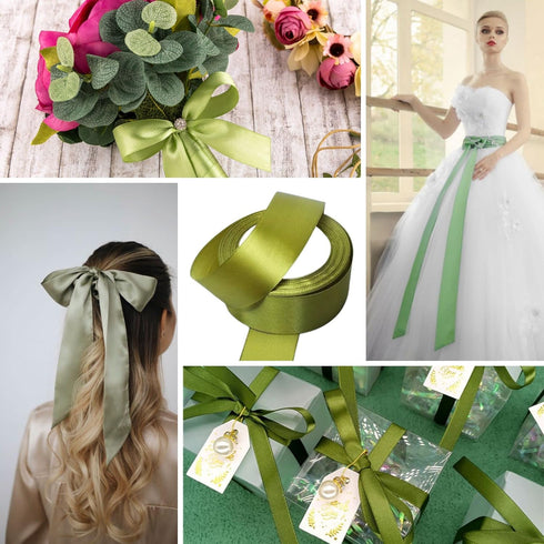 2 inch Light Olive Ribbon Satin Double Face Ribbons for Gift Wrapping Party Decoration Floral Arrangement Silk Ribbon for Wedding Decor Ribbon Lig...