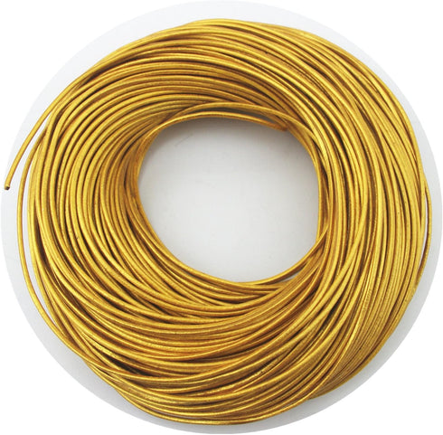 Glory Qin Soft Round Genuine Jewelry Leather Cord Leather Rope (Gold 2mm 10 Yards)...