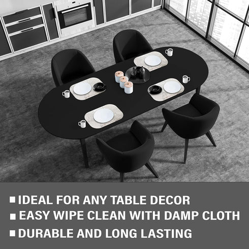 Dainty Home Silver Marble Oval Cork Placemats - Heat Resistant Placemats, Non-Slip, Easy Clean Placemats for Elegant Dining - 12"x18" Set of 2 - P...