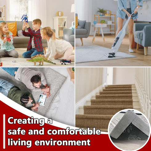 Rug Carpet Non Slip Grippers, 16Pcs Large Carpet Tape Pads Reusable, Removable Strong Adhesive No Damaging for Floor, Double Sided Rug Carpet Tape...