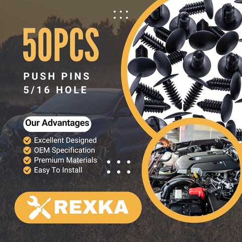 Rexka 50pcs Fender Bumper Shield Fender Liner Push Pin Retainer Clips 6030441 for Jeep Dodge Ram Chrysler...