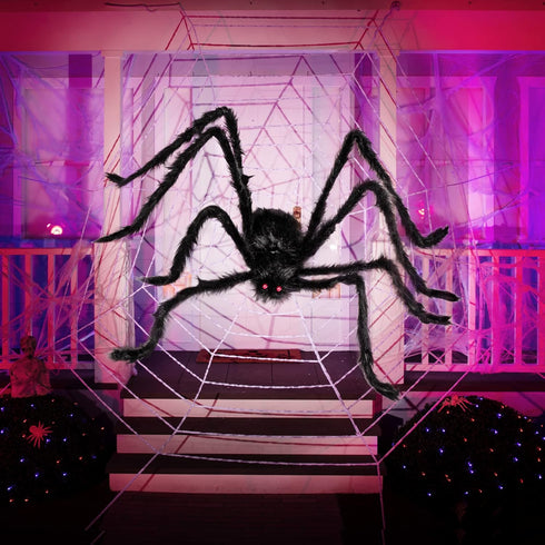 JOYIN 5 Ft. Halloween Outdoor Decorations Hairy Spider,Scary Giant Spider Fake Large Props for Yard Party Decor, Black...