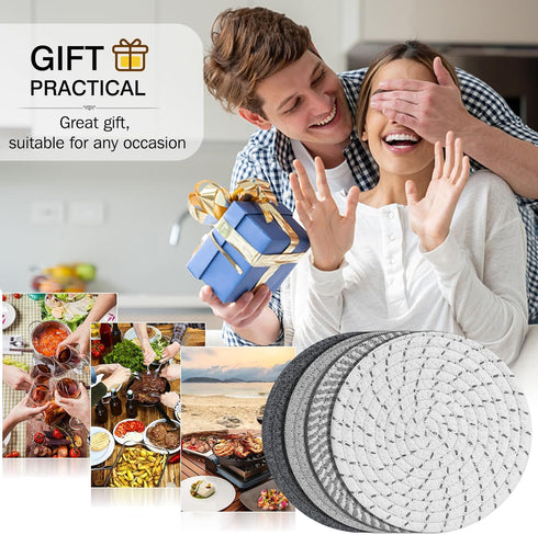 ME.FAN Trivets/Potholders 4 Set Cotton Thread Weave Trivets for for Hot Pots and Pans - Large Coasters/Hot Pads/Hot Mats to Protect Desktop & Coun...