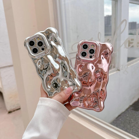 Case for iPhone 14 Pro Max,3D Wave Bubble Shape Ripple Chrome Pattern Soft Non-Yellowing Bumper Case Glitter Shiny Camera Shockproof Women Girls C...