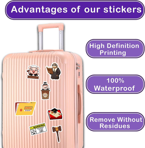 Pack 50 PCS Court Judge Sticker Waterproof Vinyl Decals Birthday Gifts for Men Women Adults Law Authority Graphics Scales of Justice Items Decorat...
