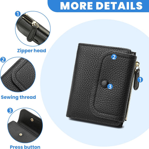 Small Cute Wallet For Women teen girls with Rfid Protection(Black)...