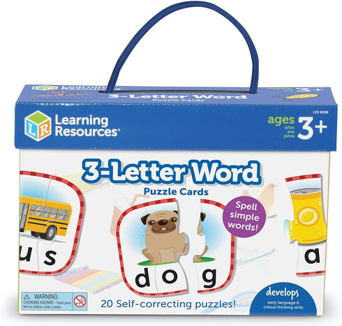 Learning Resources 3-Letter Word Puzzle Cards, Kindergarten Readniness, Self Correcting Puzzles, Ages 3+...