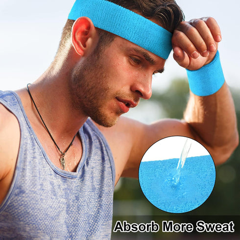 Sweat Band Headband Wristbands for Men - Head Wrist Sweatband Set for Women Kids Boys Girls - Ideal for Sports Athletics Event Workout Exercise Ba...