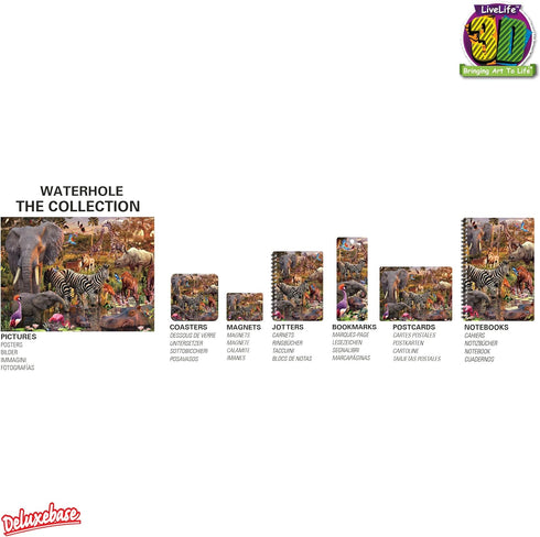 3D LiveLife Magnet - Waterhole from Deluxebase. Lenticular 3D Wild Animal Fridge Magnet. Magnetic Decor for Kids and Adults with Artwork Licensed ...