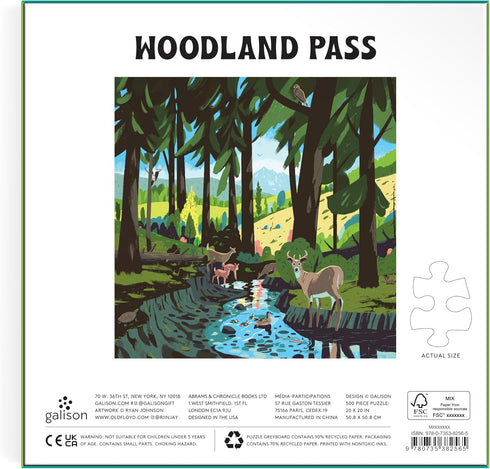 Galison Woodland Pass – 500 Piece Jigsaw Puzzle Featuring Beautiful Artwork of an Evergreen Scene of Woodlands and Wildlife...