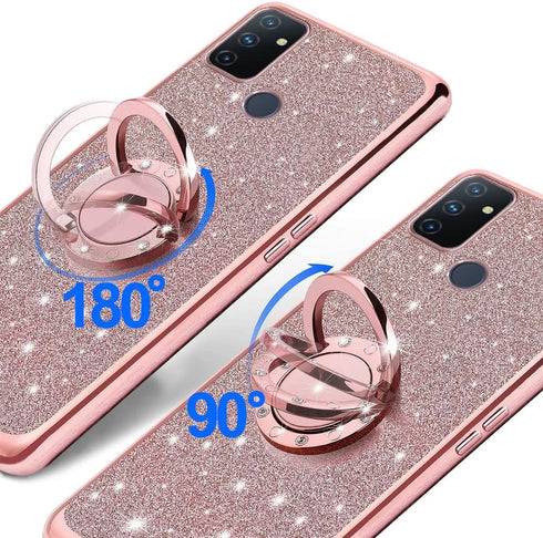 B-wishy for OnePlus Nord N100 Phone Case with Stylus Pen, Luxury Glitter Sparkles Cute Silicone TPU Case for Women Girls with Kickstand, Bling Rhi...