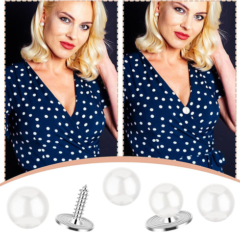 20 Sets Pearl Buttons Pearl Brooch Buttons Pearl Pins for Clothes No Sew Cover Up Buttons Removable Reusable Pearl Safety Pins for Women Girls Shi...