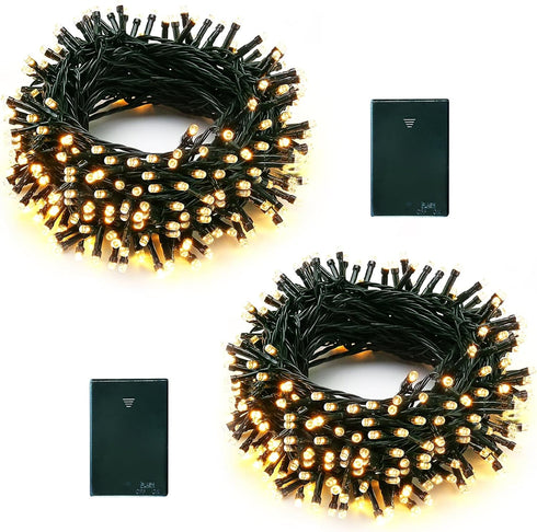 echosari 2 Pack Battery Operated String Lights, 13.2Ft Green Wire 40 LED String Lights Outdoor Waterproof Fairy Lights for Wedding Party Wreath Tr...