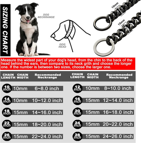 Durable Walking Dog Training Collar, Strong Stainless Steel Chain for Small Middle Dogs Black Color?15mm,18“?...