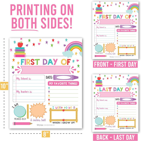 First Day of School Board – 10 Double-Sided First and Last Day Boards, 8x10 Back to School Photo Prop for Kids, Preschool, Kindergarten and Elemen...