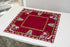 Embroidered Christmas Holiday Santa Claus and Christmas Trees Doily Table Topper Small Tablecloth on Red 33 Inches Square...