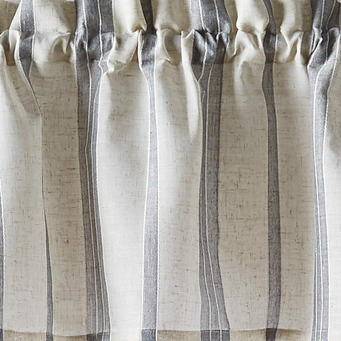 CHF McKenzie Striped Window Kitchen Curtain Valance, Rod Pocket, 58W x 14L inch, Grey...