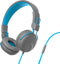 JLab Studio On-Ear Headphones, Wired Headphones, Gray/Blue, Tangle Free Cord, Ultra-Plush Faux Leather with Cloud Foam Cushions, 40mm Neodymium Dr...