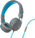 JLab Studio On-Ear Headphones, Wired Headphones, Gray/Blue, Tangle Free Cord, Ultra-Plush Faux Leather with Cloud Foam Cushions, 40mm Neodymium Dr...