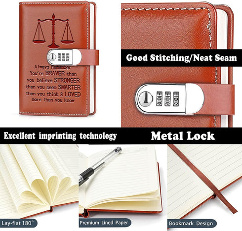 Lawyer Gifts Leather Combination Lock Notebook Always Remember You’re Braver Than You Believe Leather Locked Journal Notebook Law School Graduatio...