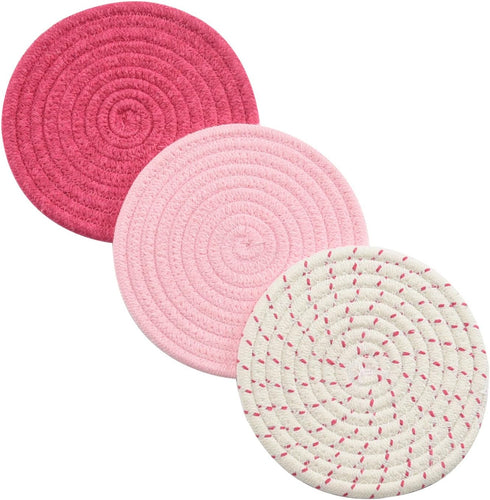 Kitchen Potholders Set Trivets Set 100% Pure Cotton Thread Weave Hot Pot Holders Set (Set of 3) Stylish Coasters, Hot Pads, Hot Mats, Spoon Rest F...