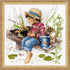 RIOLIS 1470 - Let's Go Fishing - Counted Cross Stitch Kit 12" x 12" 14 Count White AIDA 24 Colors...