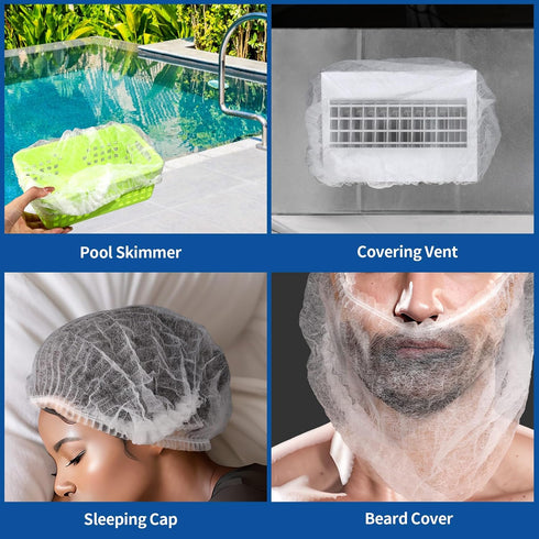 LEOBRO Hair Nets for Food Service Workers, 50PCS Hair Net, Hairnets for Foodservice, Kitchen Hair Nets for Women Men Cooking, Non-woven Bouffant C...