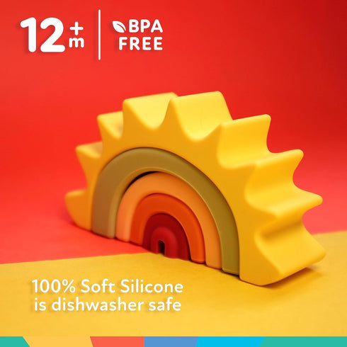 Nuby Soft Silicone Stackable Sun Interactive Toy for Early Development, Creativity, 12+ Months...