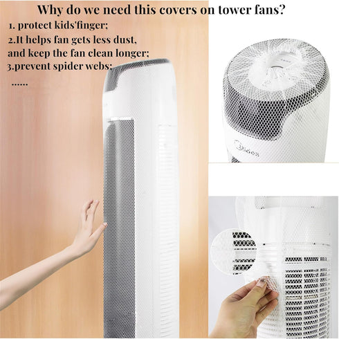 Mesh Cover for Oscillating Tower Fan (Not Included Fan),Tower Fan Guard Covers for Kids Finger Protector,Reusable Oscillating Floor Fan Dustproof ...