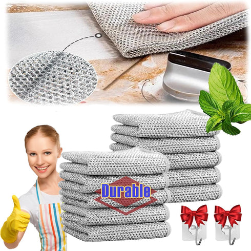 Multipurpose Wire Dishwashing Rags for Wet and Dry Non-Scratch Metal Wire Dishcloth Reusable Wire Dishwashing Cloth Scrubs Cleans for Kitchen Hous...