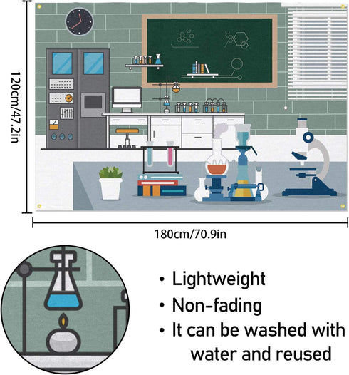 Science Lab Laboratory Scene Backdrop Banner - VBS Birthday Party Decorations Photo Booth Supplies - 3.9 x 5.9ft...