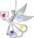 Chrome Plated Angel W/Heart Ornament Mascot Crystal Element...