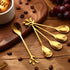Stainless Steel Leaf Coffee Spoon and Appetizer Fork Tableware Dessert Spoon Mini Dessert Utensils Set Creative Demitasse Spoons and Forks for Sti...