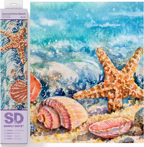 DIAMOND DOTZ ® - Summertime Beach, Full Drill, Round Dotz, Diamond Painting Kits, Diamond Art Kits for Adults, Gem Art, Diamond Art, Kits, 10.6"x1...