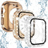 Wingle 2 Pack Waterproof Bling Case for Apple Watch 44mm Screen Protector SE Series 6 5 4, 2 in 1 Full Glitter Bling Diamond Rhinestone Bumper Fac...