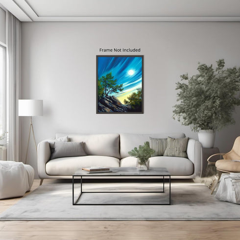 Posterizer 1 pcs-oil painting style art-mystical tree on mountain 2-Landscape & Nature Art Gift for Men Women Entrepreneur Teens Decor for Home ...