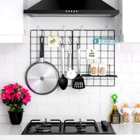 2 Pack Wire Wall Grid Panel | Photos & Pictures Display Grid Wall Panels | Black, Magnetic & Metal Grid | Photo Grid | Grid Wire Board | Hanging H...