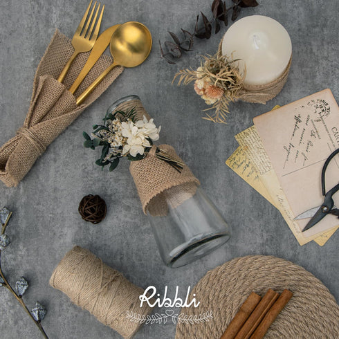 Ribbli Jute Burlap Ribbon 2 Inch x 10 Yard,Natural Solid Ribbon for Crafts,Gift Wrapping,Wreath,Tree Decoration,Outdoor Decoration(Non-Wired)...