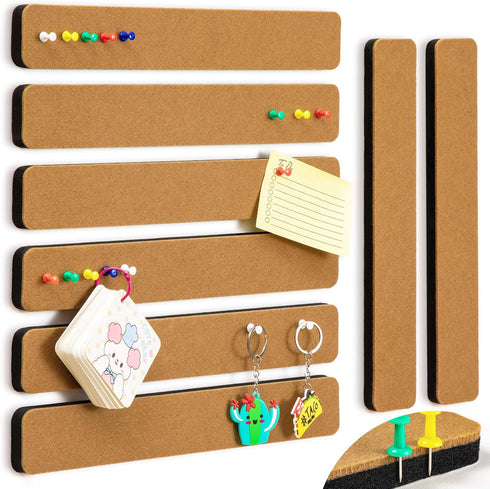 8Pcs Bulletin Board Strips, Self-Adhesive Felt Pin Board Bar Strips with 50 Pushpins, No Damage for Wall, Felt Cork Board Strips for Paste Notes, ...